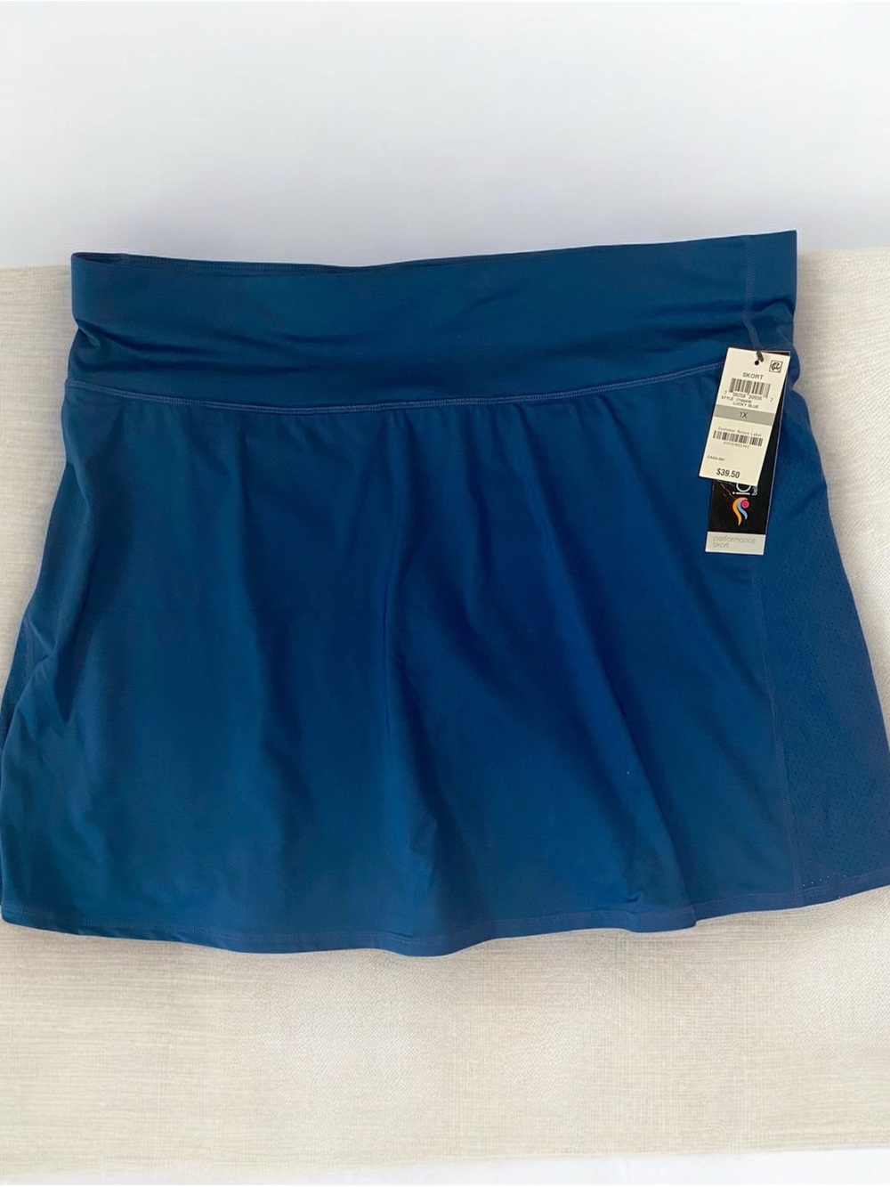 NWT Ideplogy Activewear Mesh Panel Skort Navy Blue Patterned Shorts Sz 1X